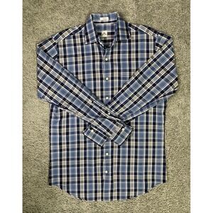 Peter‎ Millar Shirt Men M Blue Plaid Button Up Long Sleeve Pocket Casual